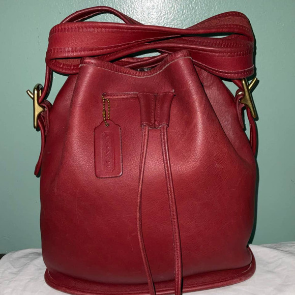 Vintage Coach Lulas Legacy Red Drawstring Crossbody Bucket Bag 9952 - Picture 16 of 16